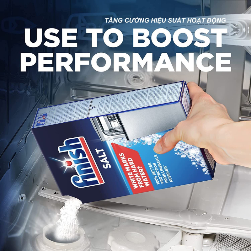 (Combo 4 món Tối Ưu) 1 Túi 110 viên rửa chén Finish All in 1 + 1 Chai 800ml Finish + 1 Hộp 1,5Kg muối Finish (Làm mềm nước) + 1 Vệ sinh máy Finish 250ml